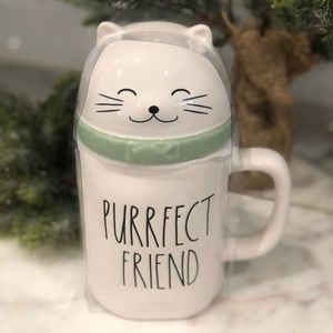 ✨NWT✨ Rae Dunn PURRFECT FRIEND Cat Mug with Lid